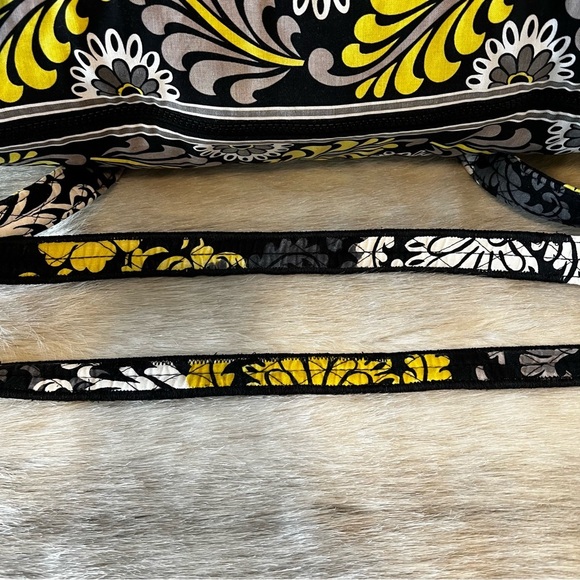 VERA BRADLEY Baroque Miller Bag 2010 Travel Carryon Tote Zip Black White Yellow - Picture 9 of 13